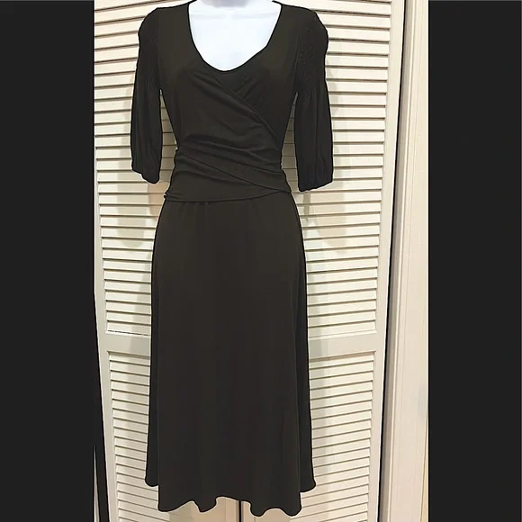 Theory | Dresses | Nwt Theory Gorgeous Draped Leotard Wrap Waist Dress  Rayon Jersey W 34 Sleeves | Poshmark